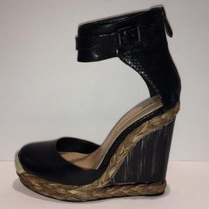 Wedge Platform Ankle Strap Leather Sandals